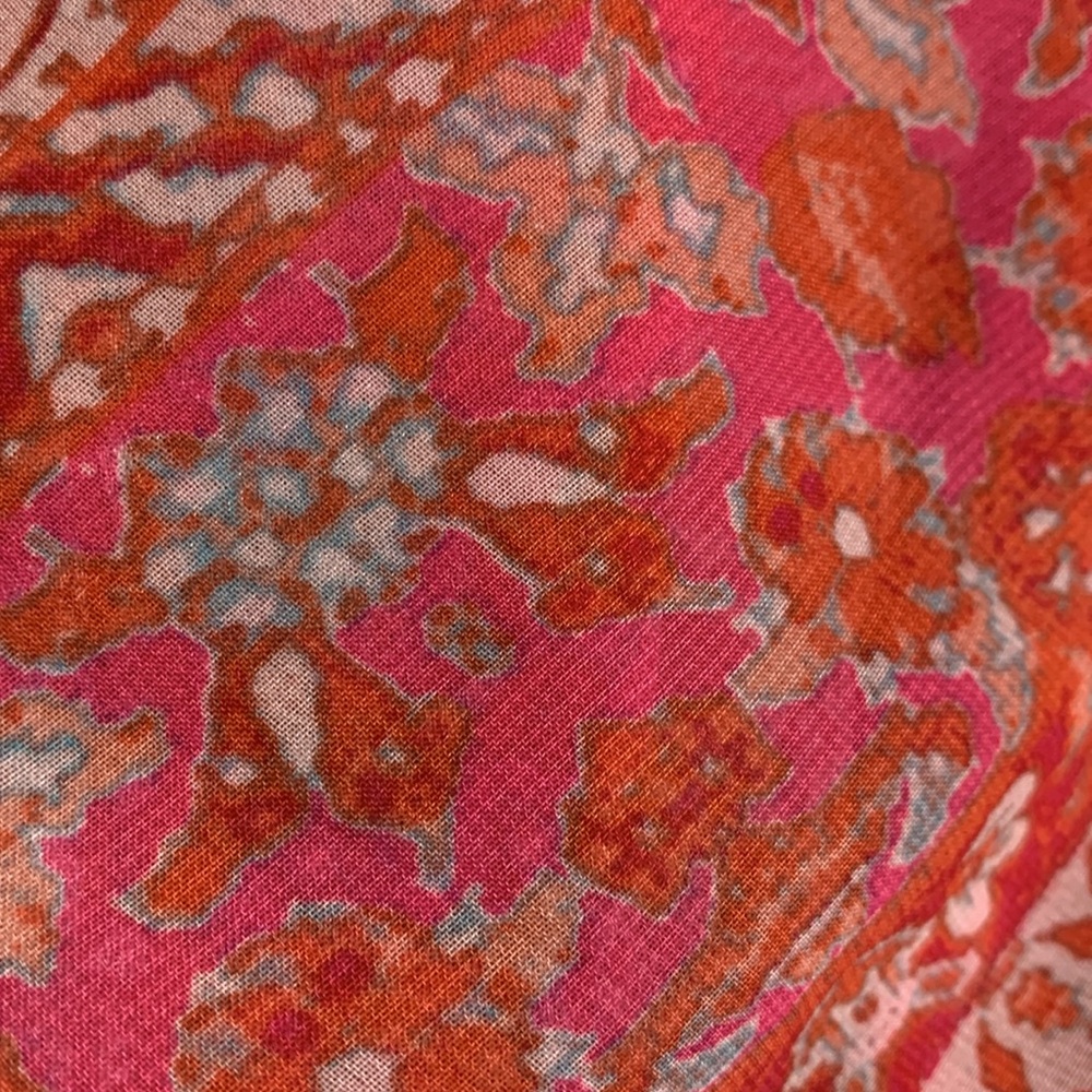 My Michelle Summer Dress XL Red Cream Floral Sleeveless Handkerchief Hem Lining - Picture 16 of 16